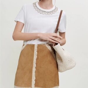 Make Jicoti Suede Crochet Mini Skirt Size 4 (36)